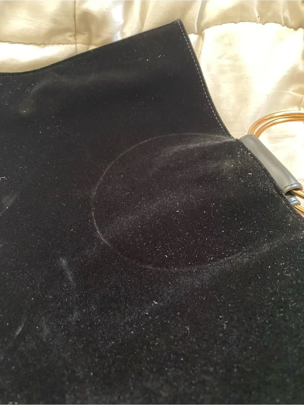CAROLINA HERRERA NEW YORK GOOD GIRL BLACK VELVET BAG GOLD METAL ROUND HANDLE
